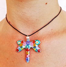 Load image into Gallery viewer, colgante libelula millefiori